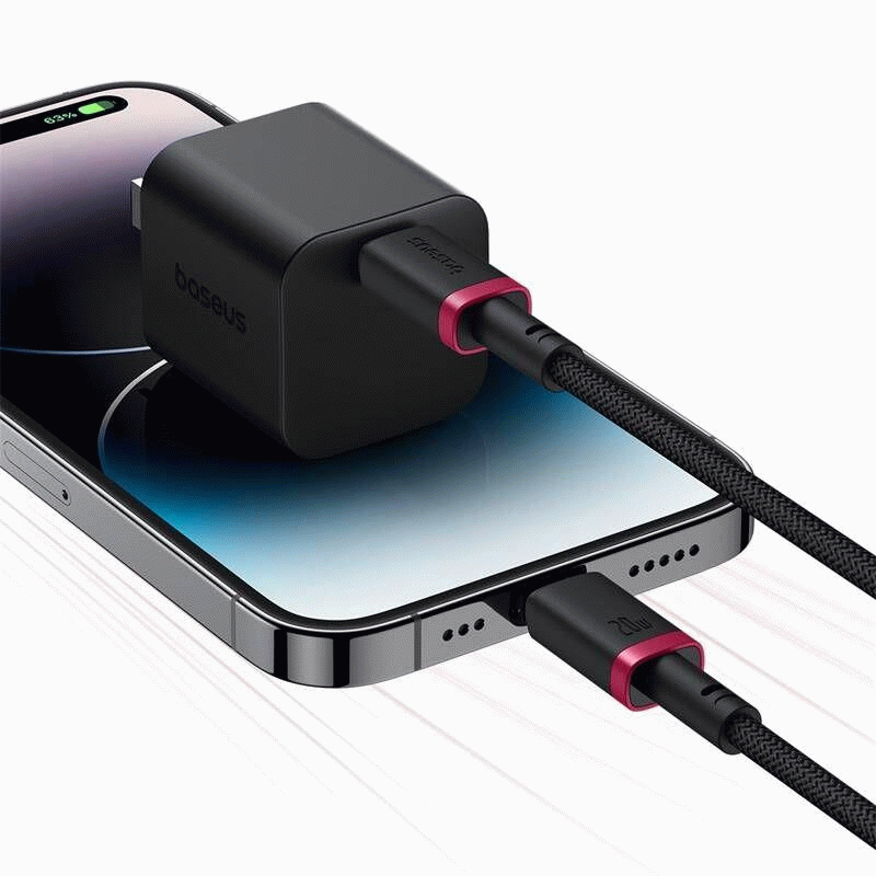 Kabel Baseus Dura USB-C/Lightning 1m 20W, černo/červená