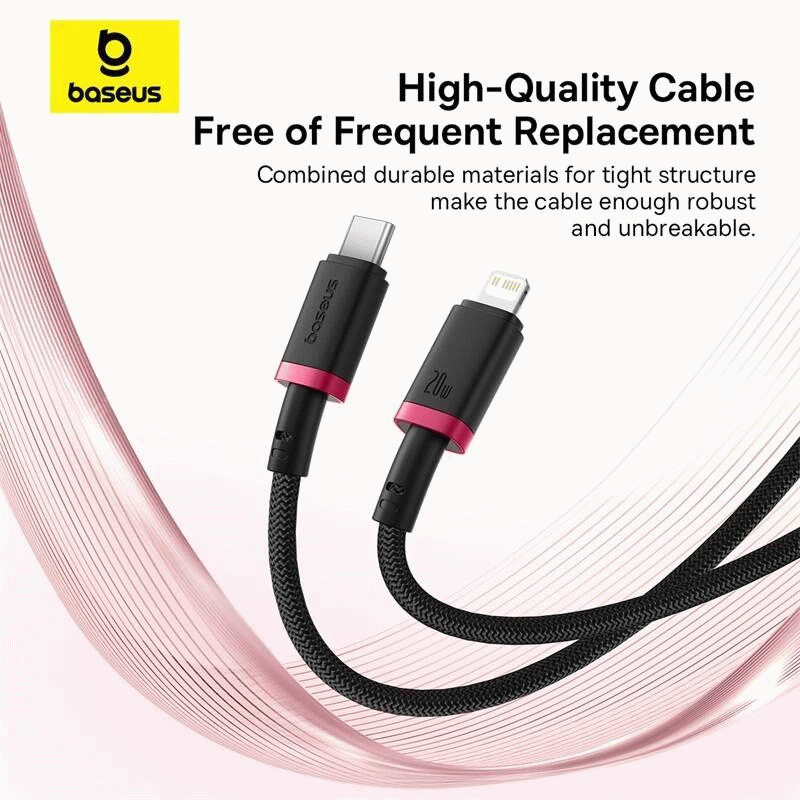 Kabel Baseus Dura USB-C/Lightning 1m 20W, černo/červená