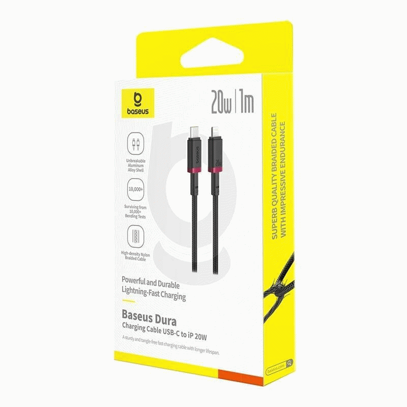 Kabel Baseus Dura USB-C/Lightning 1m 20W, černo/červená