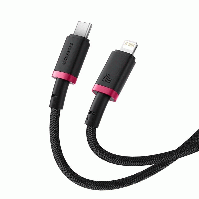 Kabel Baseus Dura USB-C/Lightning 2m 20W, černo/červená