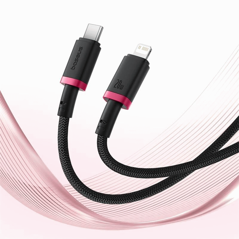 Kabel Baseus Dura USB-C/Lightning 2m 20W, černo/červená