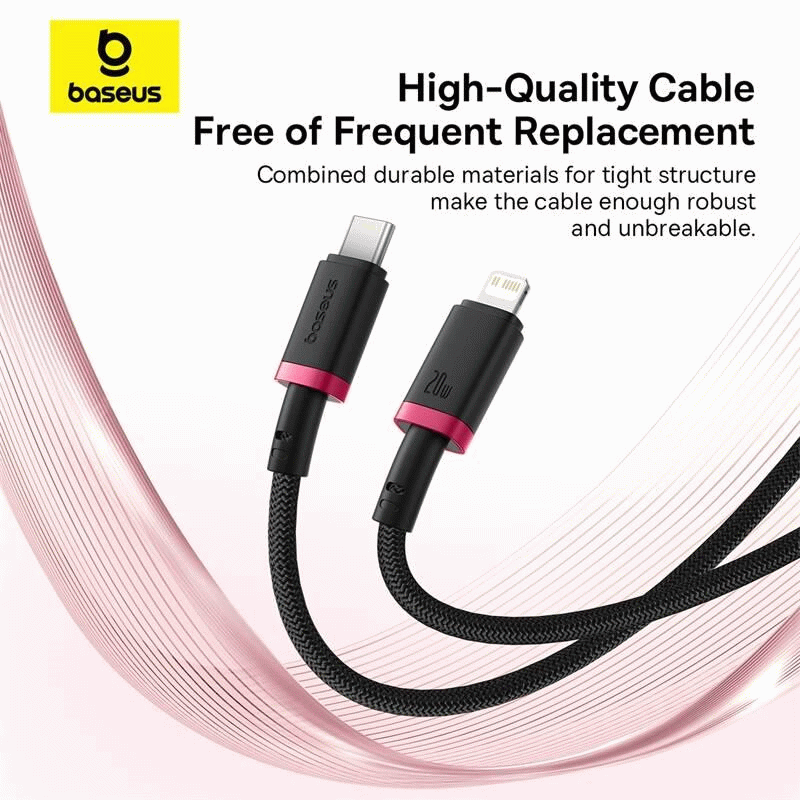Kabel Baseus Dura USB-C/Lightning 2m 20W, černo/červená