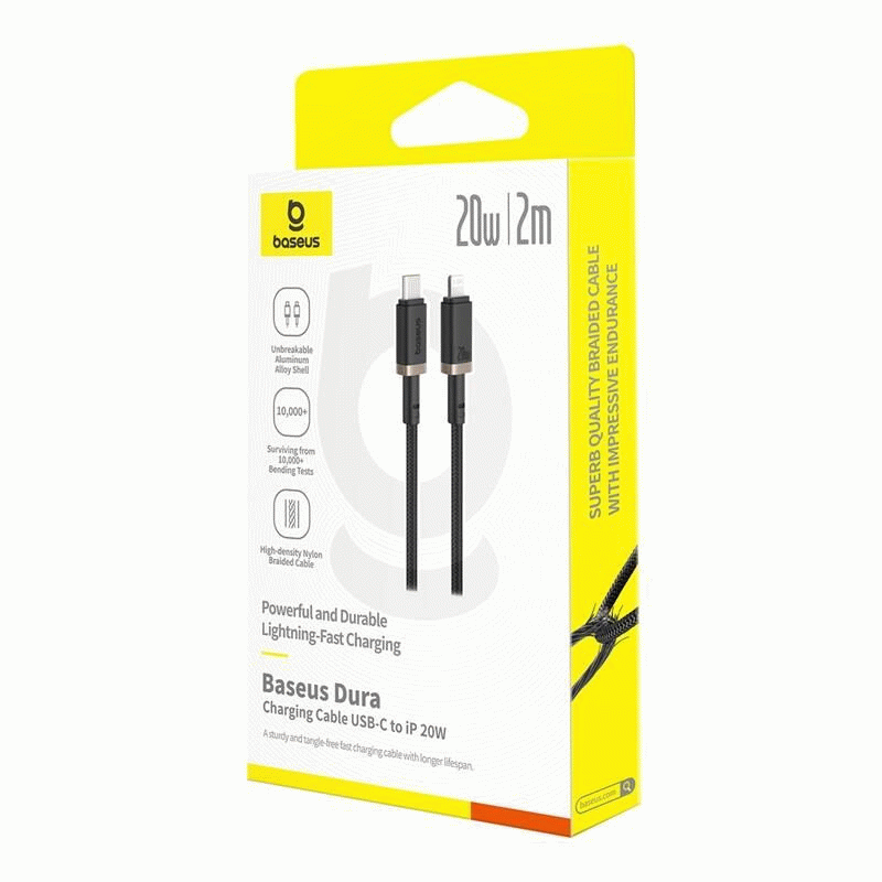 Kabel Baseus Dura USB-C/Lightning 2m 20W, černo/zlatá