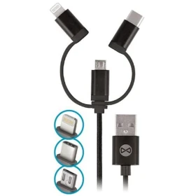 Kabel Forever 3v1 USB/microUSB, Lightning, USB-C 1m 1,5A, černá
