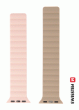 SWISSTEN ŘEMÍNEK PRO APPLE WATCH SILIKONOVÝ - MAGNETIC 38 / 40 / 41 mm RŮŽOVO/CAPPUCCINO