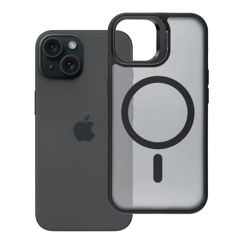 Case for iPhone 15 Forcell F-Protect Shadow Stand Premium compatible with MagSafe black