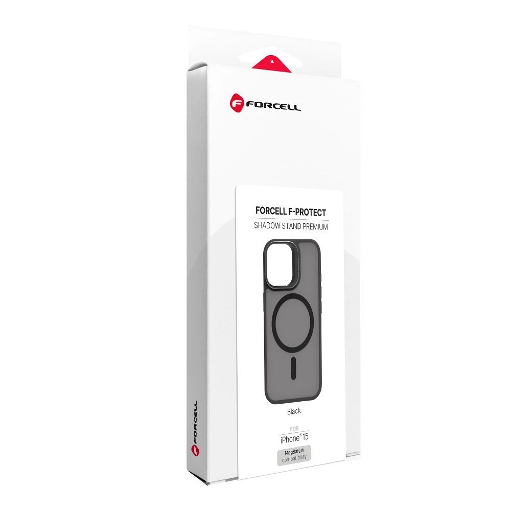 Case for iPhone 15 Forcell F-Protect Shadow Stand Premium compatible with MagSafe black
