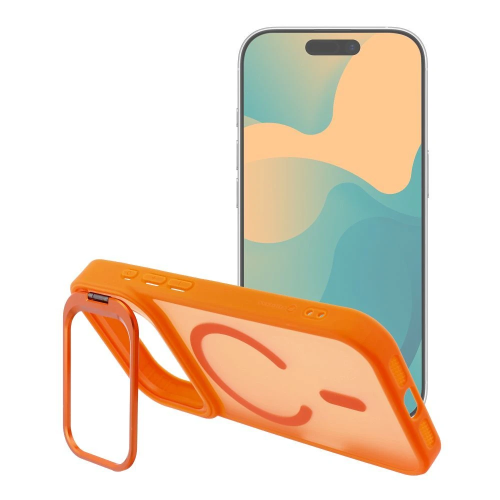 Case for iPhone 17 Pro / 18 Pro Forcell F-Protect Shadow Stand Premium compatible with MagSafe orange