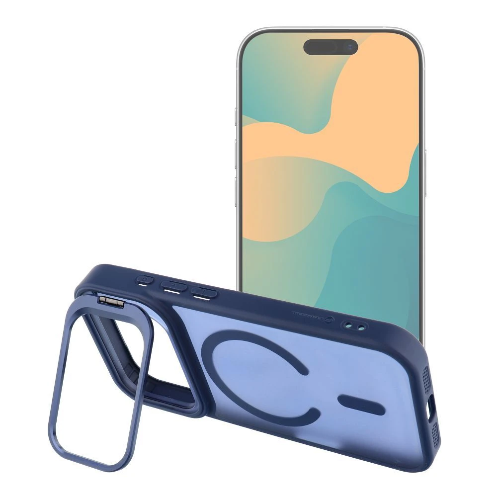 Case for iPhone 17 Pro / 18 Pro Forcell F-Protect Shadow Stand Premium compatible with MagSafe navy blue