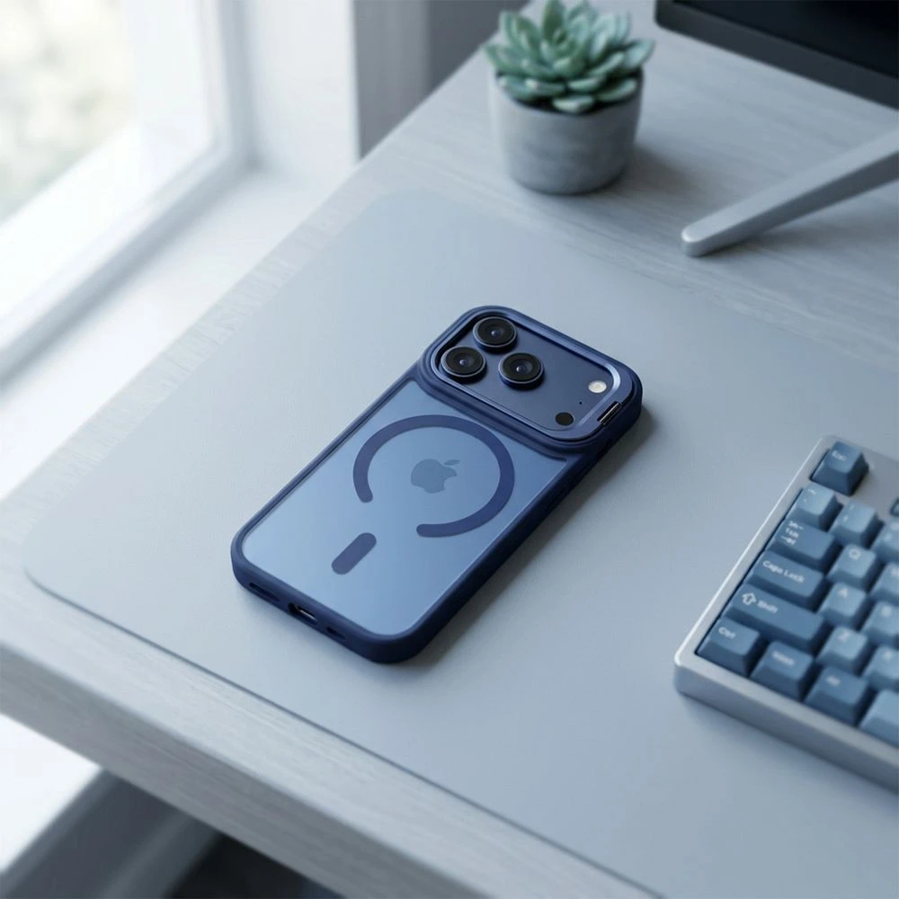 Case for iPhone 17 Pro / 18 Pro Forcell F-Protect Shadow Stand Premium compatible with MagSafe navy blue