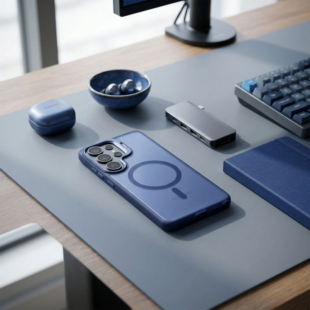 Case for Samsung S26 ULTRA Forcell F-Protect Shadow Stand Premium compatible with MagSafe navy blue