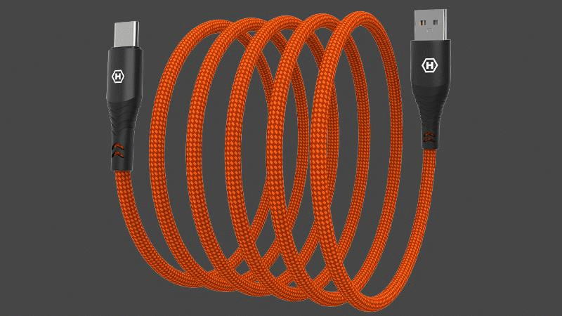 Magnetický kabel Hammer USB/USB-C 65W 1m, oranžová