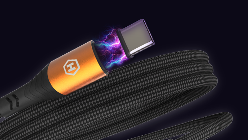 Magnetický kabel Hammer USB-C/USB-C 100W 1m, černá
