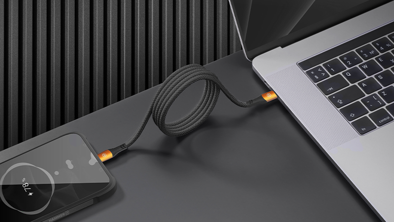 Magnetický kabel Hammer USB-C/USB-C 100W 1m, černá