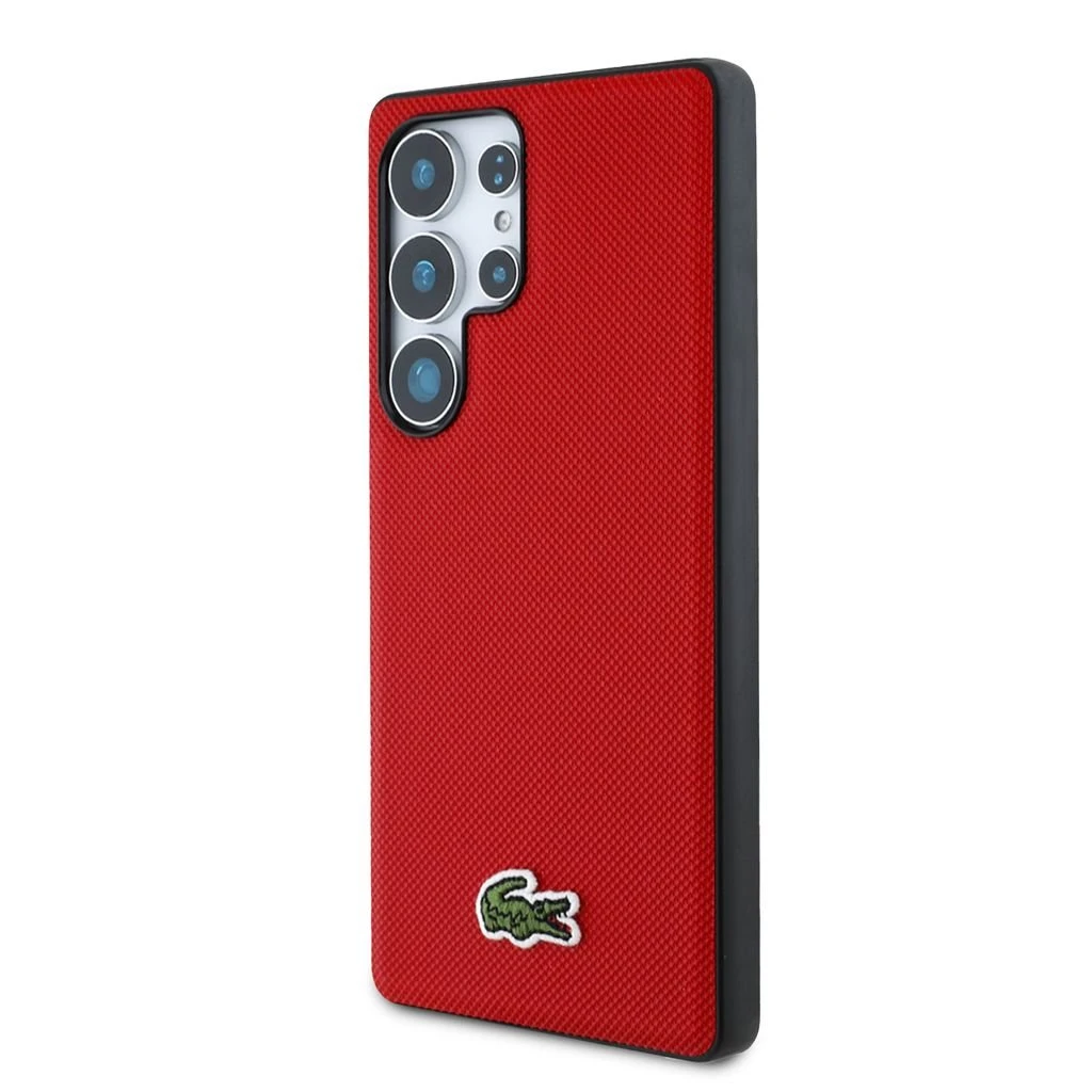 Lacoste Iconic Petit Pique Woven Logo MagSafe Zadní Kryt pro Samsung Galaxy S25 Ultra Red