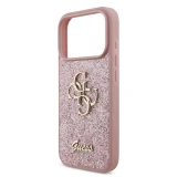 Guess PU Fixed Glitter 4G Metal Logo Zadní Kryt pro iPhone 18 Pro Pink