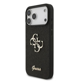 Guess PU Fixed Glitter 4G Metal Logo Zadní Kryt pro iPhone 18 Pro Max Black