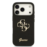 Guess PU Fixed Glitter 4G Metal Logo Zadní Kryt pro iPhone 18 Pro Black