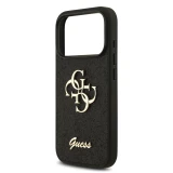 Guess PU Fixed Glitter 4G Metal Logo Zadní Kryt pro iPhone 18 Pro Black