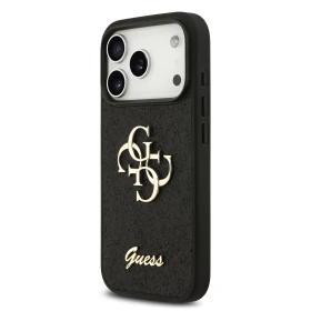 Guess PU Fixed Glitter 4G Metal Logo Zadní Kryt pro iPhone 18 Pro Black