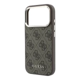 Guess PU Leather 4G Gold Frame MagSafe Zadní Kryt pro iPhone 18 Pro Max Brown