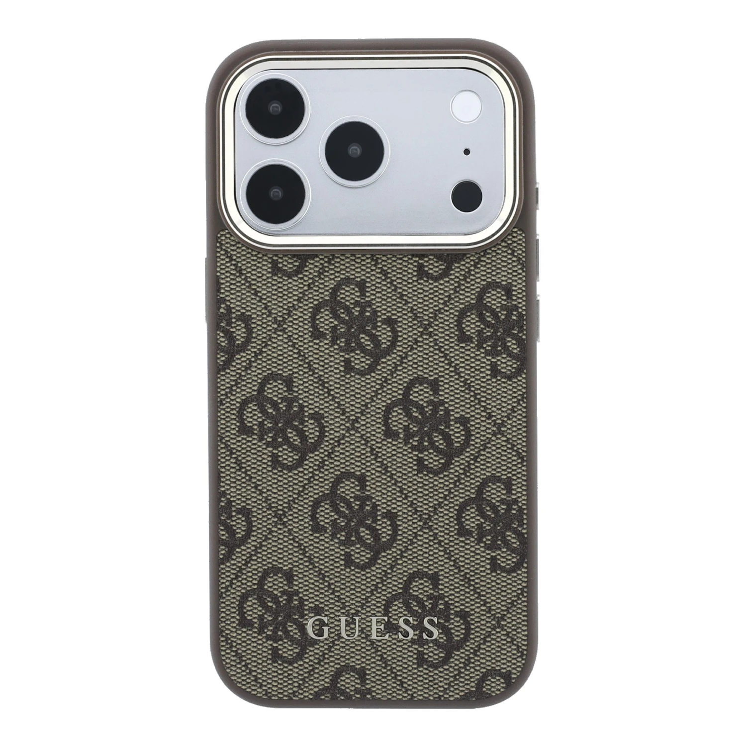 Guess PU Leather 4G Gold Frame MagSafe Zadní Kryt pro iPhone 18 Pro Max Brown