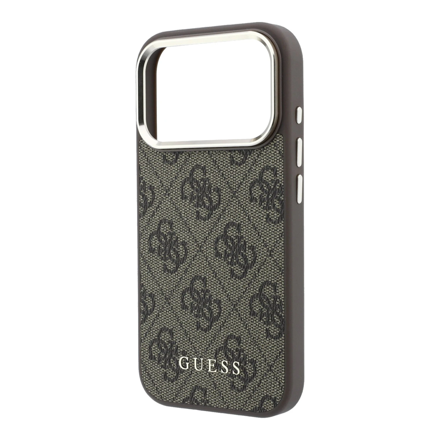 Guess PU Leather 4G Gold Frame MagSafe Zadní Kryt pro iPhone 18 Pro Brown