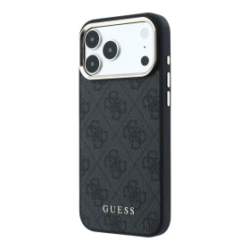 Guess PU Leather 4G Gold Frame MagSafe Zadní Kryt pro iPhone 18 Pro Max Black