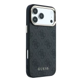 Guess PU Leather 4G Gold Frame MagSafe Zadní Kryt pro iPhone 18 Pro Black