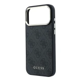 Guess PU Leather 4G Gold Frame MagSafe Zadní Kryt pro iPhone 18 Pro Black