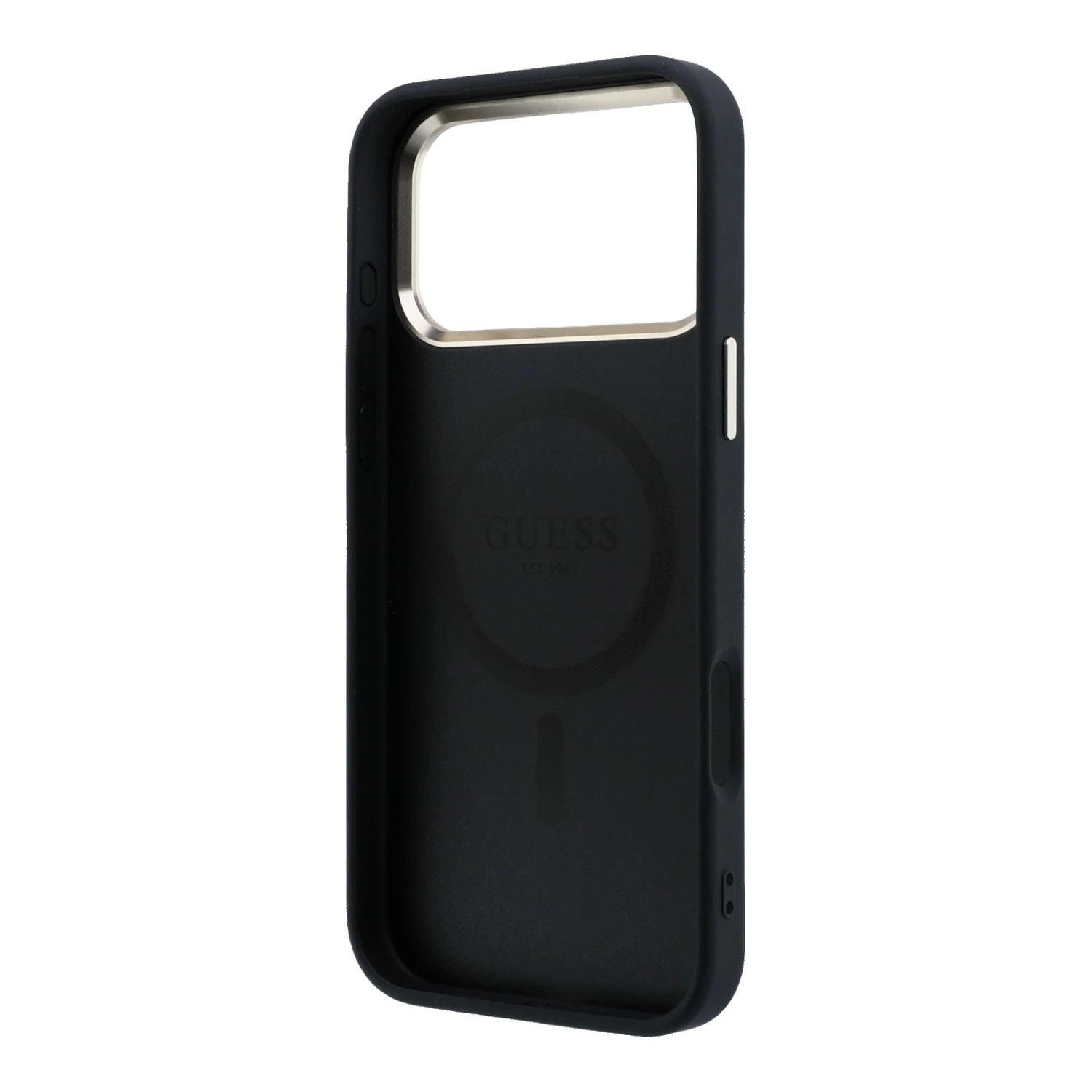Guess PU Leather 4G Gold Frame MagSafe Zadní Kryt pro iPhone 18 Pro Black