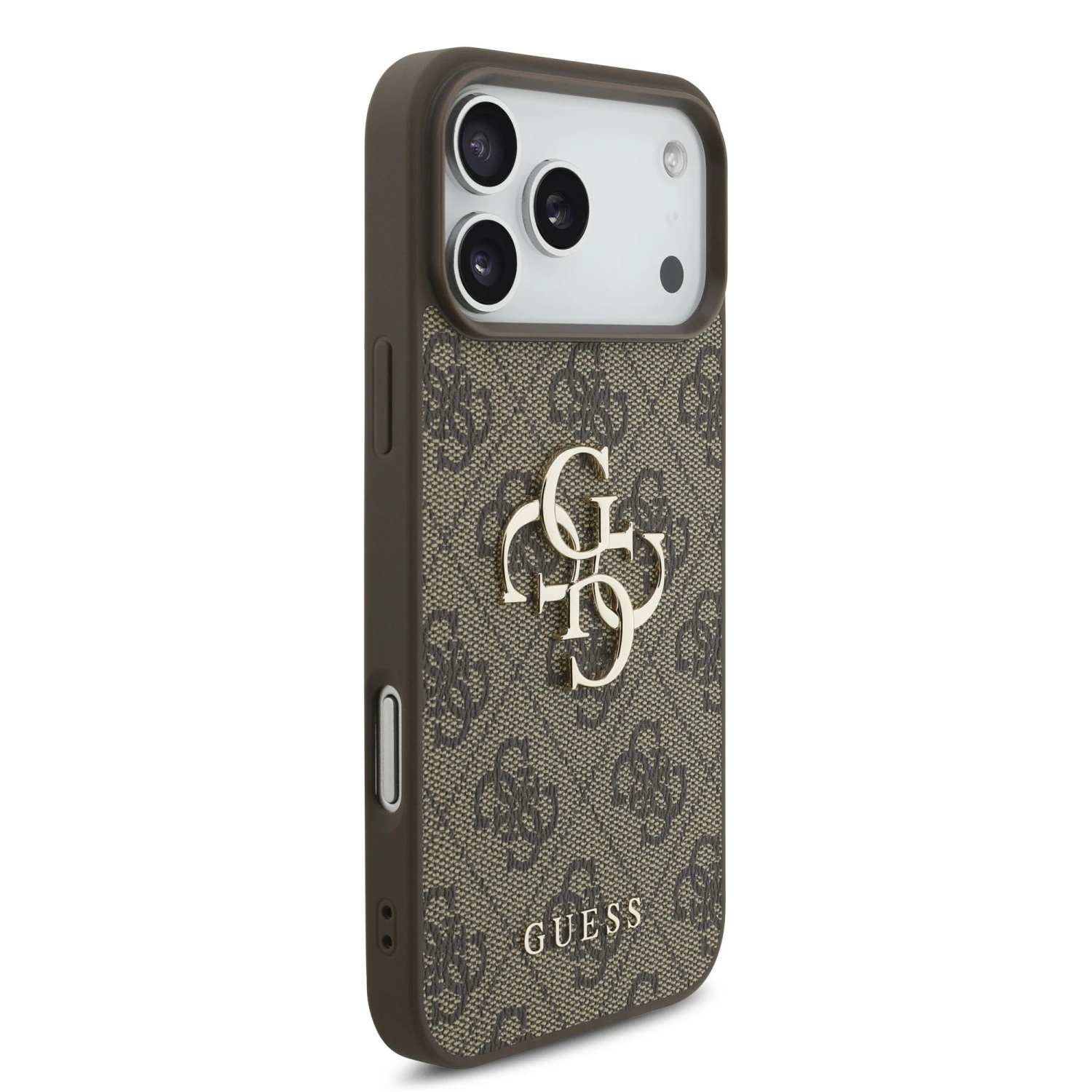 Guess PU 4G Metal Logo Zadní Kryt pro iPhone 18 Pro Brown