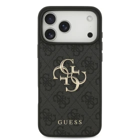 Guess PU 4G Metal Logo Zadní Kryt pro iPhone 18 Pro Max Grey