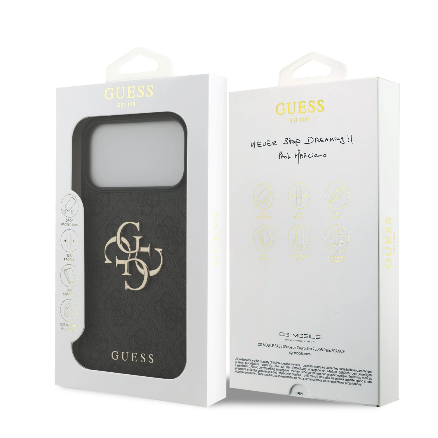 Guess PU 4G Metal Logo Zadní Kryt pro iPhone 18 Pro Max Grey