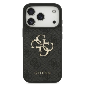 Guess PU 4G Metal Logo Zadní Kryt pro iPhone 18 Pro Grey