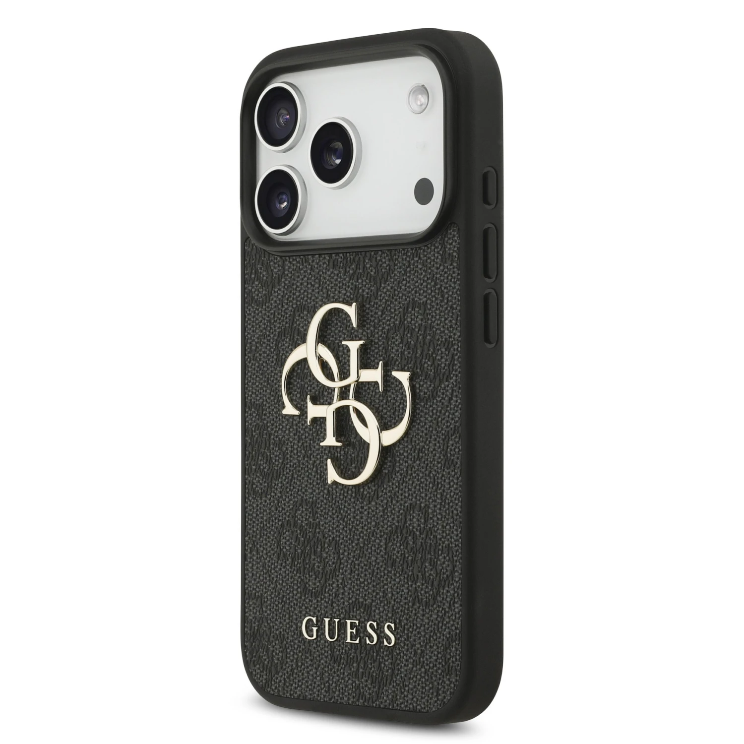 Guess PU 4G Metal Logo Zadní Kryt pro iPhone 18 Pro Grey