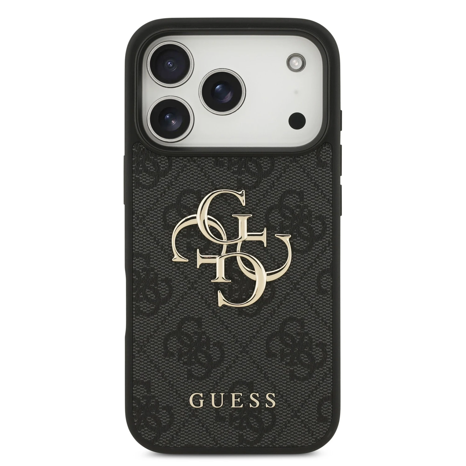 Guess PU 4G Metal Logo Zadní Kryt pro iPhone 18 Pro Grey