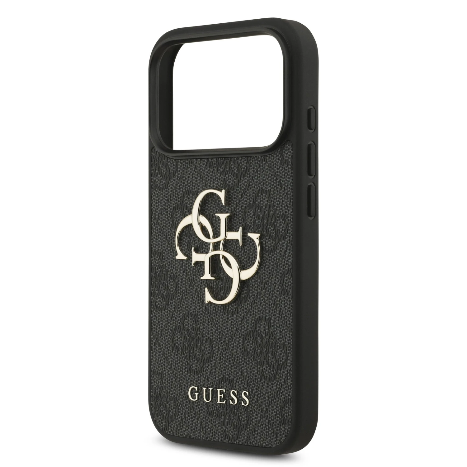 Guess PU 4G Metal Logo Zadní Kryt pro iPhone 18 Pro Grey