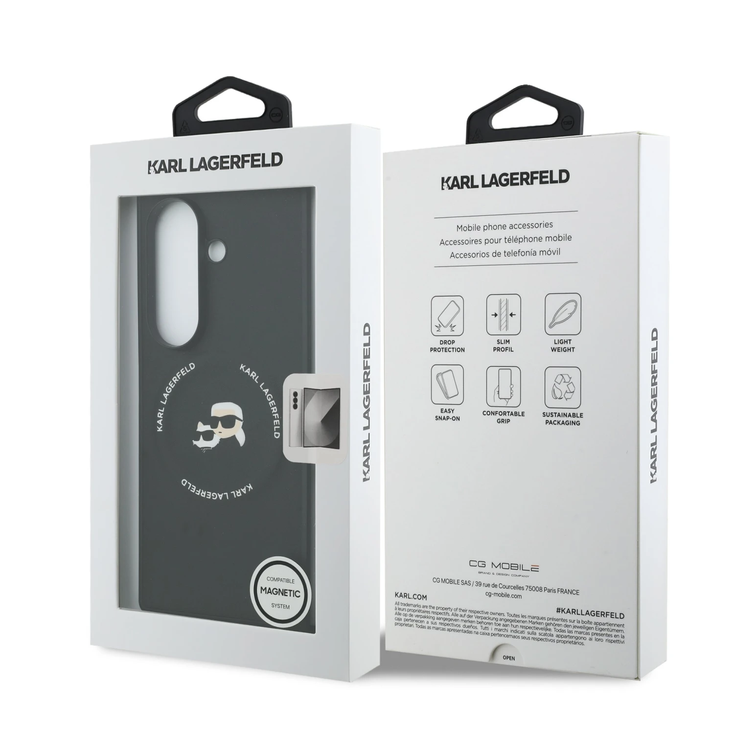 Karl Lagerfeld PU Karl and Choupette Heads Magnetic Zadní Kryt pro Samsung Galaxy Z Fold 7 Black