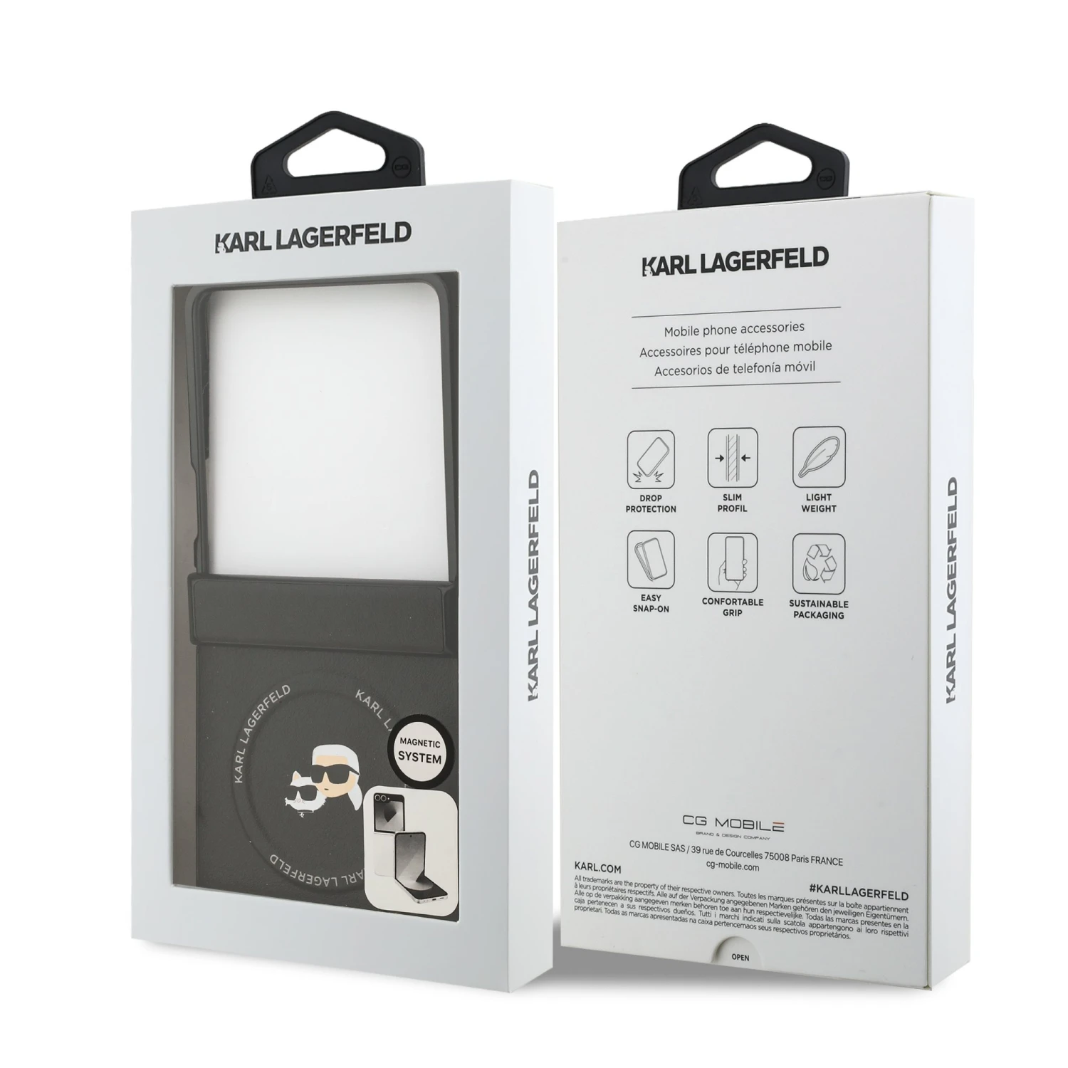 Karl Lagerfeld PU Karl and Choupette Heads Magnetic Zadní Kryt pro Samsung Galaxy Z Flip 7 Black
