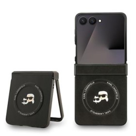 Karl Lagerfeld PU Karl and Choupette Heads Magnetic Zadní Kryt pro Samsung Galaxy Z Flip 8 Black