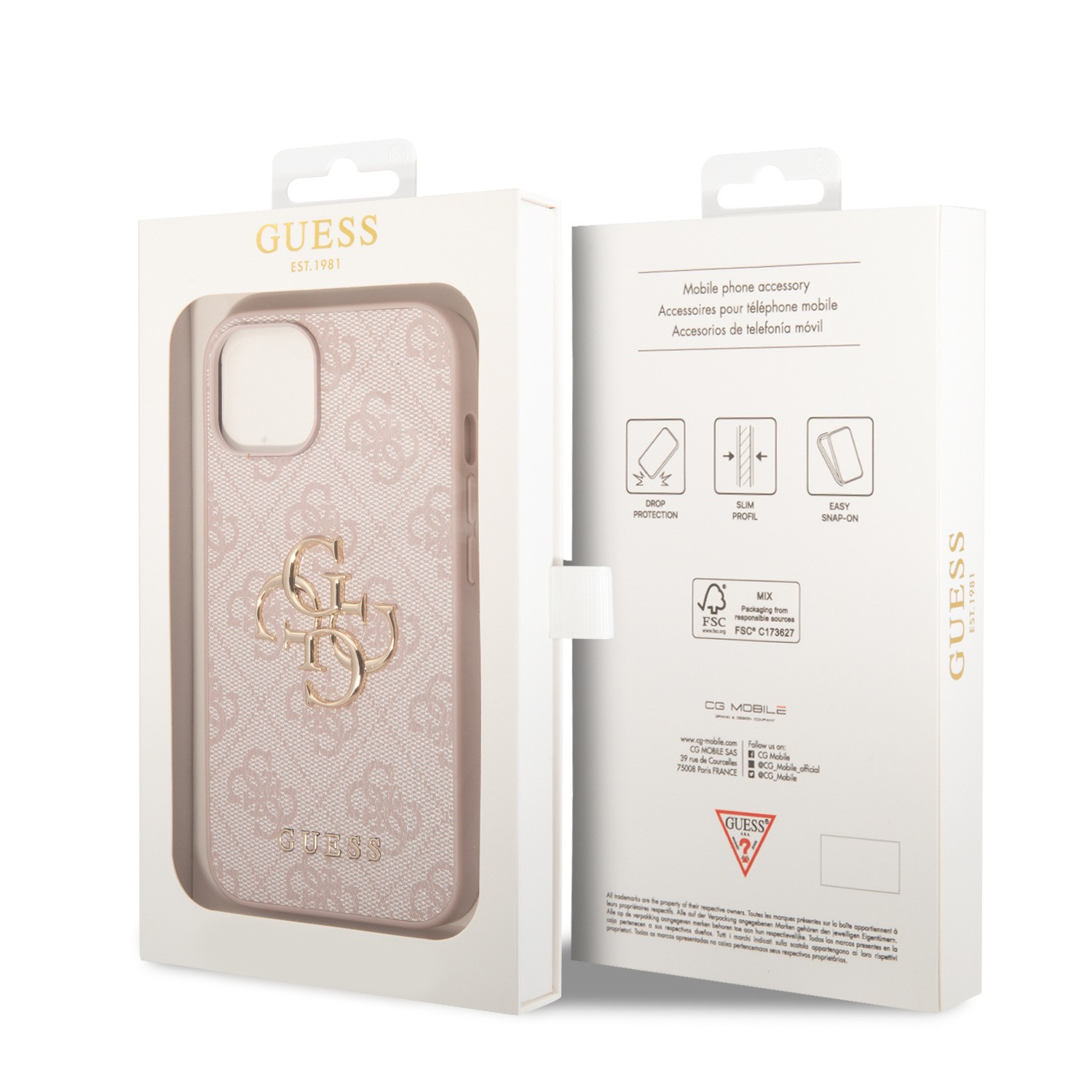 Zadní kryt Guess PU 4G Metal Logo pro Samsung Galaxy Z Fold8 Ultra, růžová
