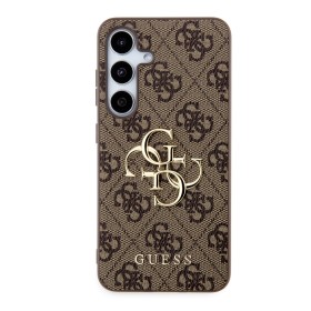 Guess PU 4G Metal Logo Zadní Kryt pro Samsung Galaxy Z Fold 8 Ultra Brown