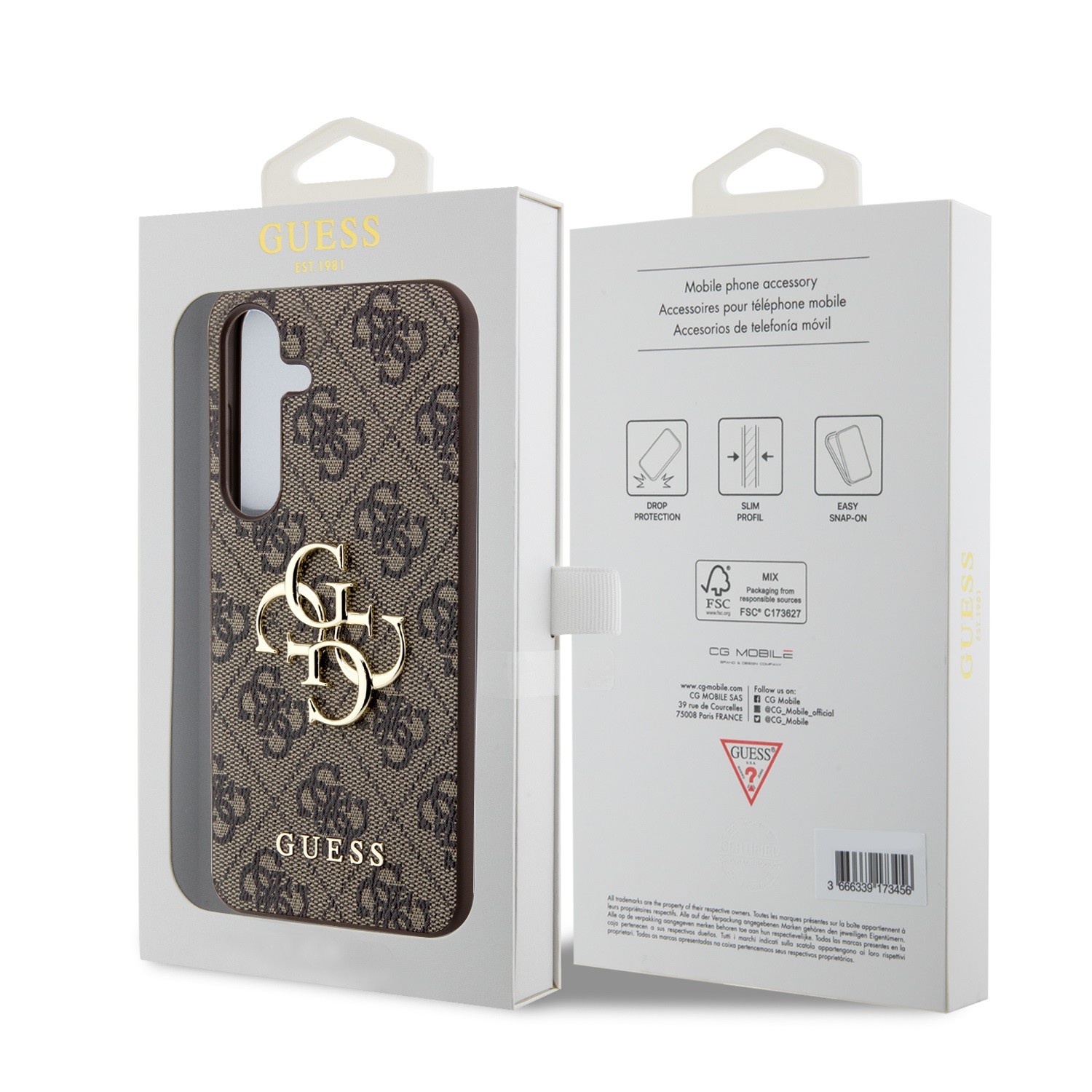 Zadní kryt Guess PU 4G Metal Logo pro Samsung Galaxy Z Fold8, hnědá