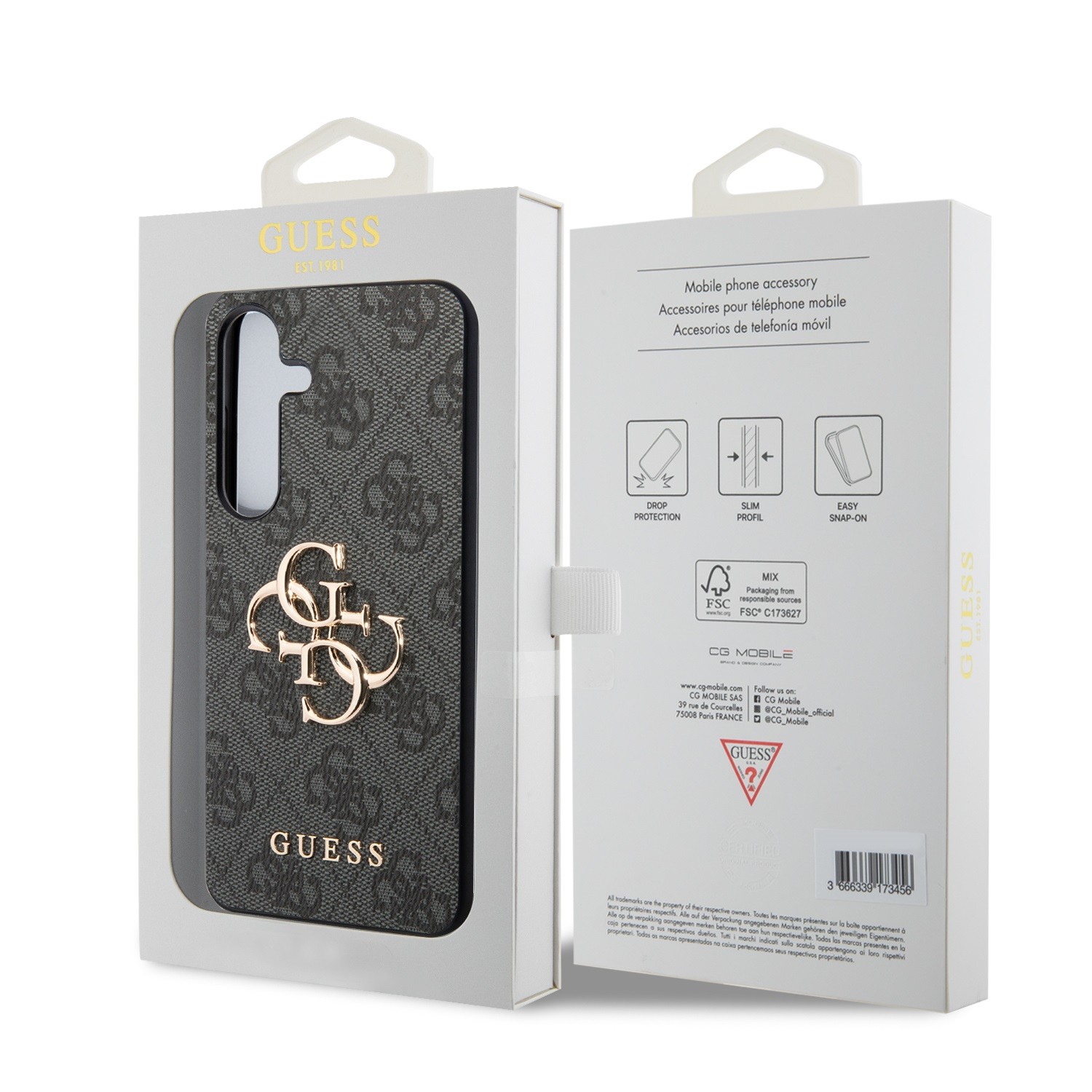 Zadní kryt Guess PU 4G Metal Logo pro Samsung Galaxy Z Fold8, šedá