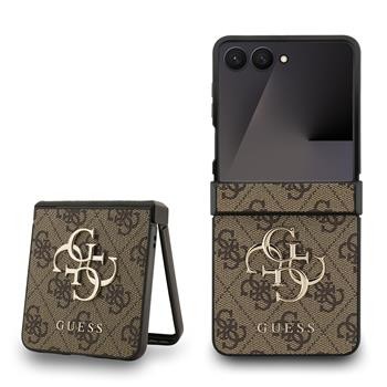 Zadní kryt Guess PU 4G Metal Logo pro Samsung Galaxy Z Flip8, hnědá