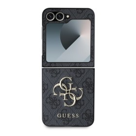Guess PU 4G Metal Logo Zadní Kryt pro Samsung Galaxy Z Flip 8 Grey