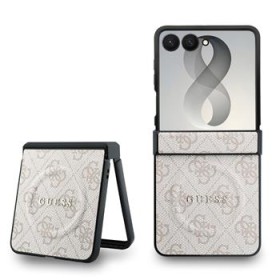 Guess PU Leather 4G Magnetic Zadní Kryt pro Samsung Galaxy Z Flip 8 Pink