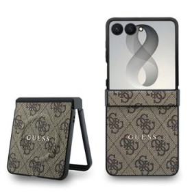 Guess PU Leather 4G Magnetic Zadní Kryt pro Samsung Galaxy Z Flip 8 Brown