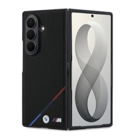 BMW M PU Perforated Tricolor Stripe Magnetic Zadní Kryt pro Samsung Galaxy Z Fold 8 Ultra Black